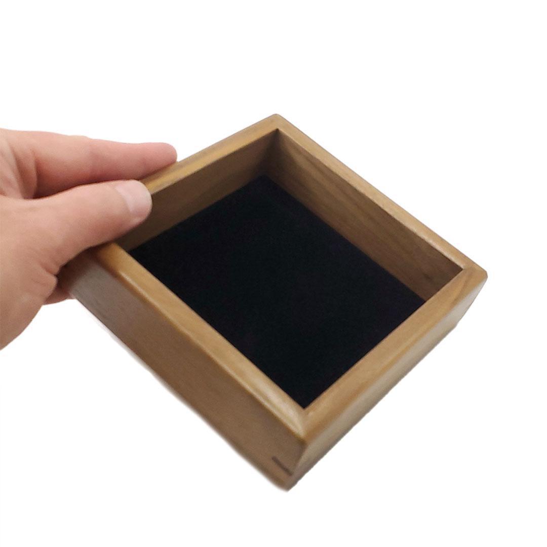 Jewelry Dish - Walnut Wenge Square Treasure Jewelry Dish by Mikutowski Woodworking