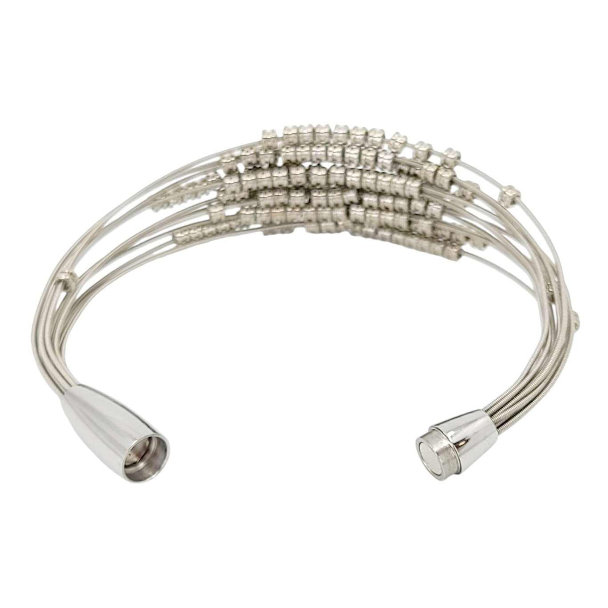 Bracelet - Fortissimo Fidget Guitar Strings Silver Beads (M or L) by High Strung Studios