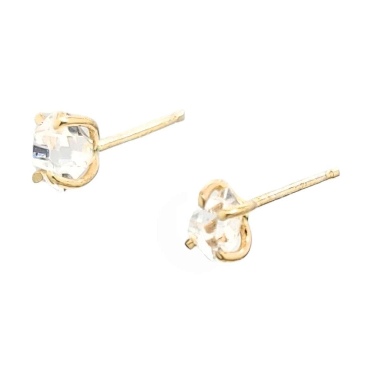 Earrings - Classic 5-6mm Herkimer Studs in 14k Yellow Gold by Storica Studio