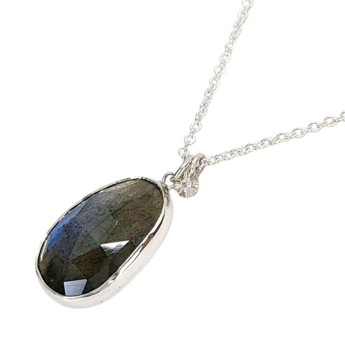 Necklace - Theia (Labradorite, Diamond, Sterling Silver) by Corey Egan