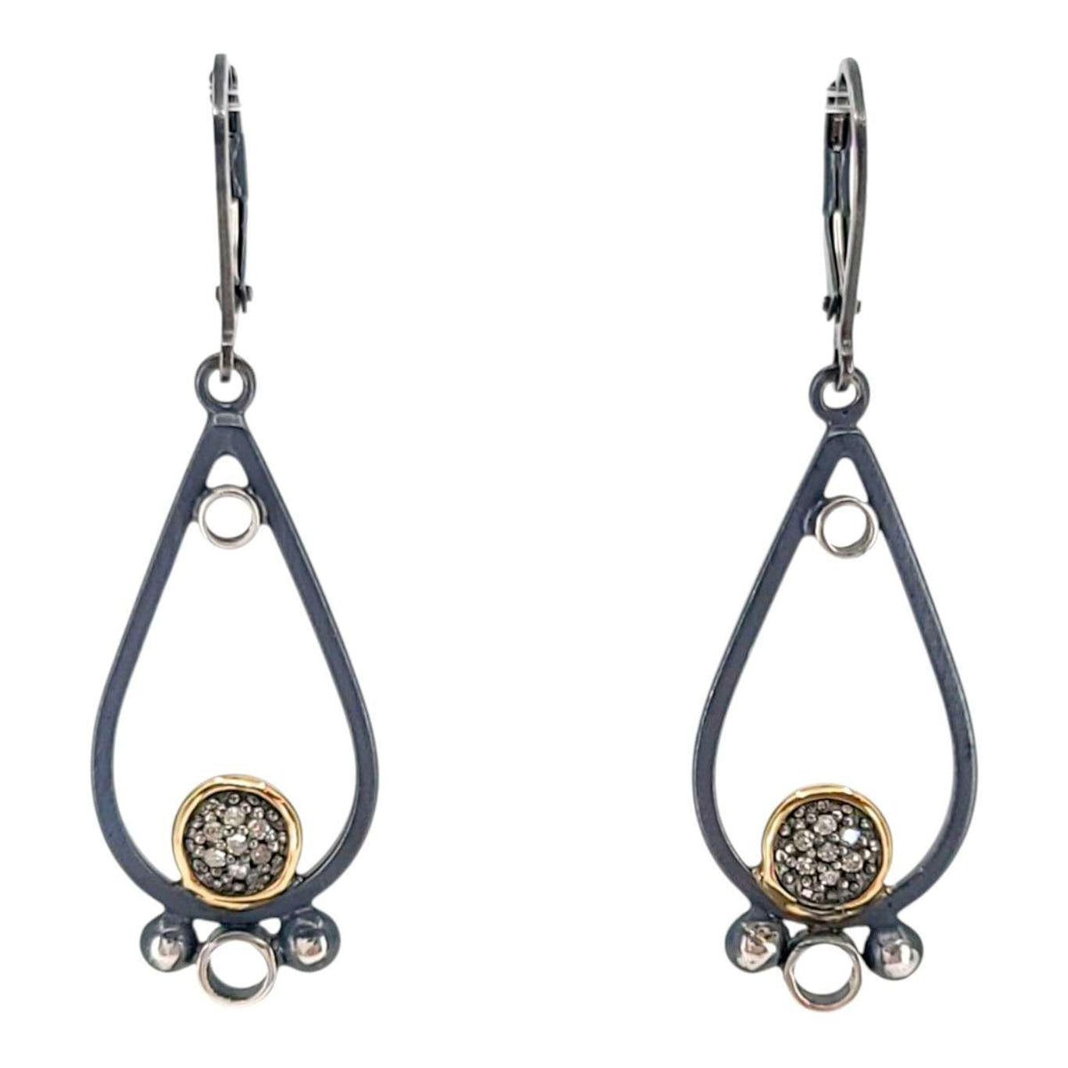 Earrings - Mixed Metal Pave Teardrop (14k Gold, Sterling Silver, Diamond) by 314 Studio