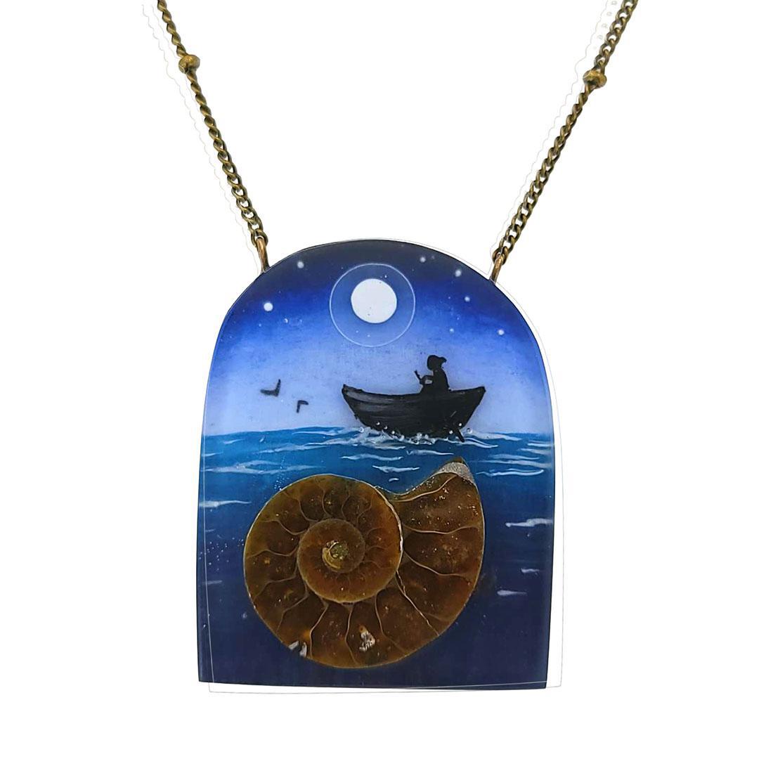 Necklace - Forgotten Seas Ammonite (Boat) by Fernworks