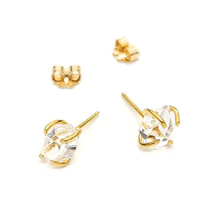 Earrings - Classic 8-9mm Herkimer Studs in Yellow Gold Vermeil by Storica Studio