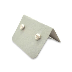Earrings - Diamond-Eyed Tiny Skull Studs in Sterling Silver by Michelle Chang