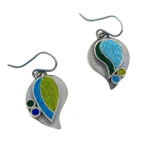 Earrings - Paisley Drops in Blue/Green by Michele A. Friedman