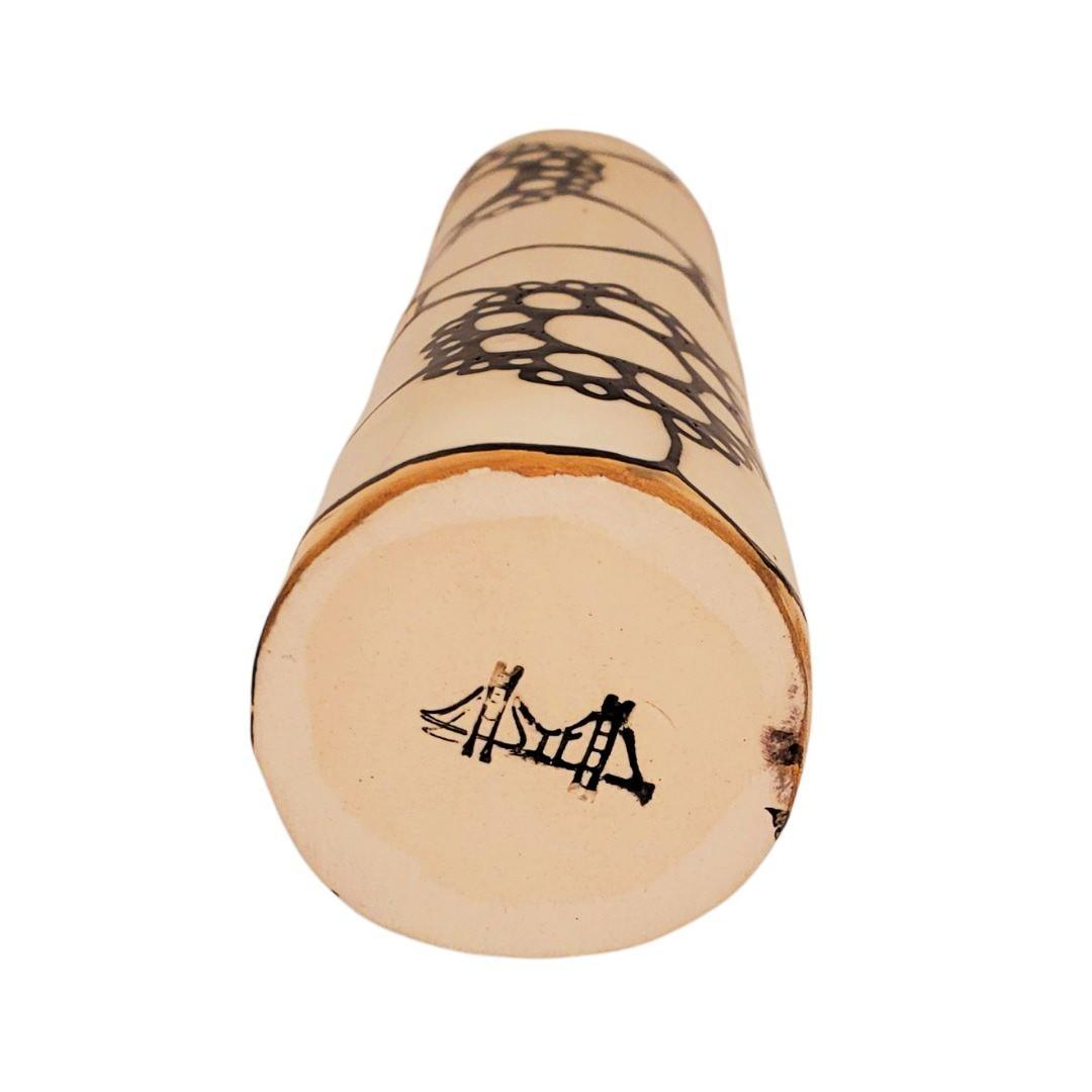 Vase - 6in Floral Cylinder with 22k Gold Solid Background (A) by Hsieh Clay SF