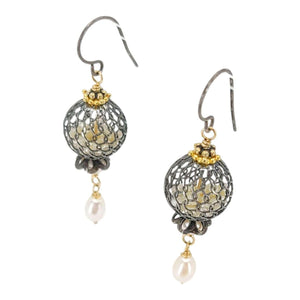 Earrings - Rattle Cage (Freshwater Pearl) by Calliope Jewelry