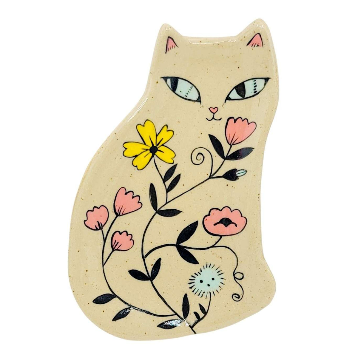 Ring Dish - Floral Cat (Blue Eyes) by Erika Rier