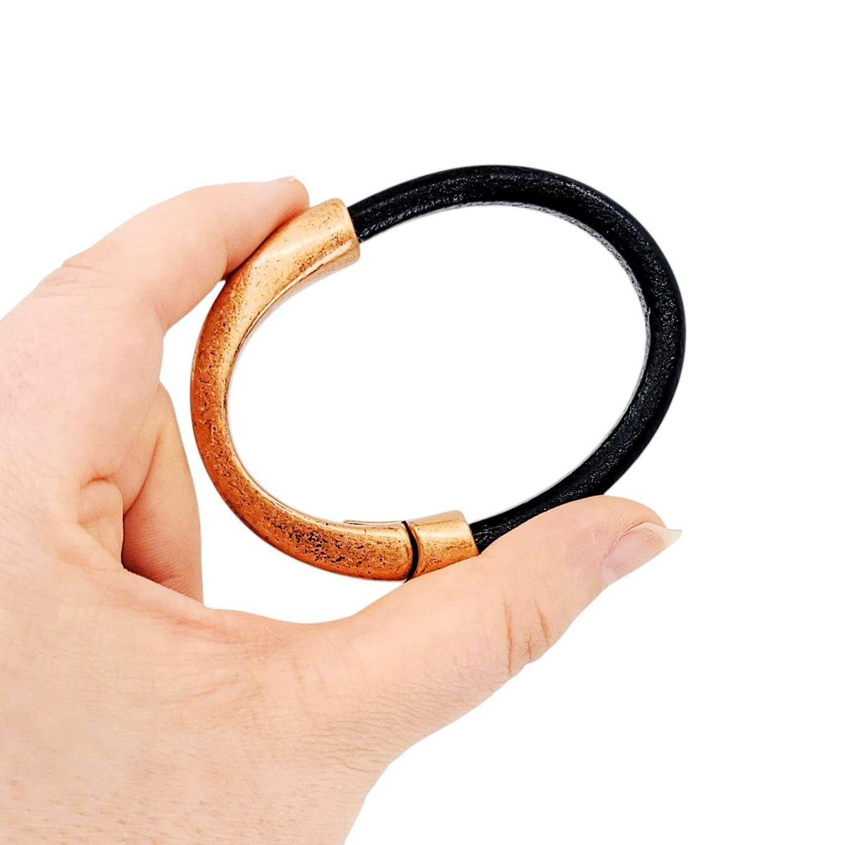 Bracelet - Black Leather Breakaway (Assorted Metals) by Diana Kauffman Designs