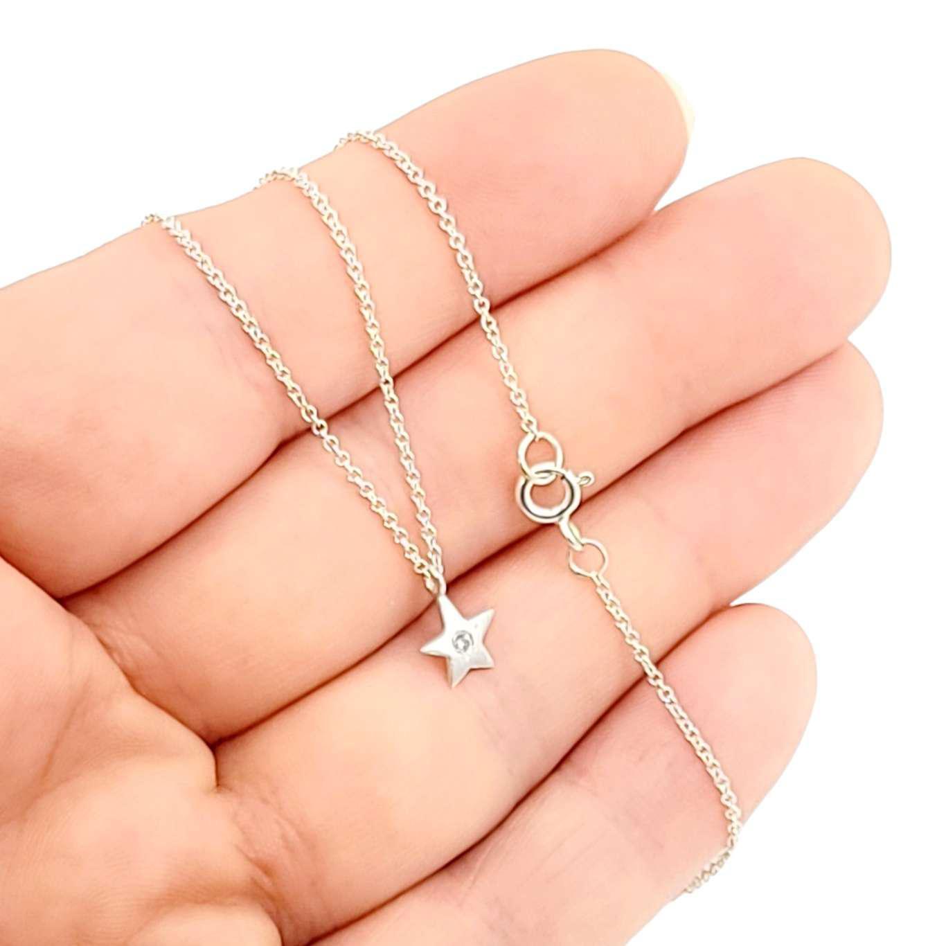Necklace - Diamond Solitaire Star in Sterling Silver by Michelle Chang