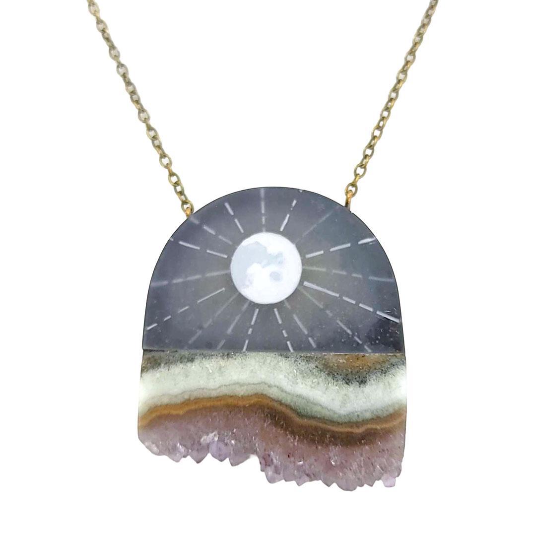Necklace - Moon Rays Amethyst Jasper Crystal by Fernworks