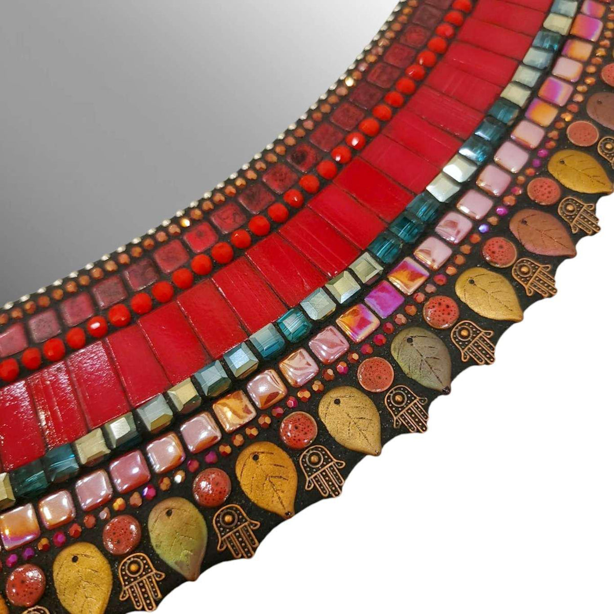 Mosaic Mirror - 24in Round (Red) by Zetamari Mosaic Artworks