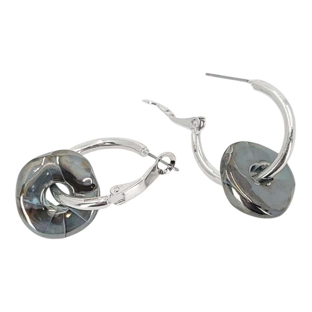 Earrings - Ceramic Ring Hoops (Black Sea) by Diana Kauffman