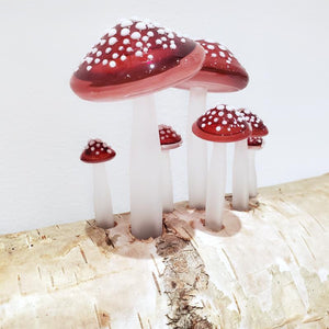 Lamp - Birch Log (Red Mushrooms) by Sage Studios