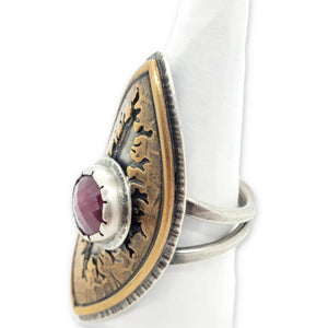 Ring - Size 9 - Tectonic Vesica Ruby by Una Barrett