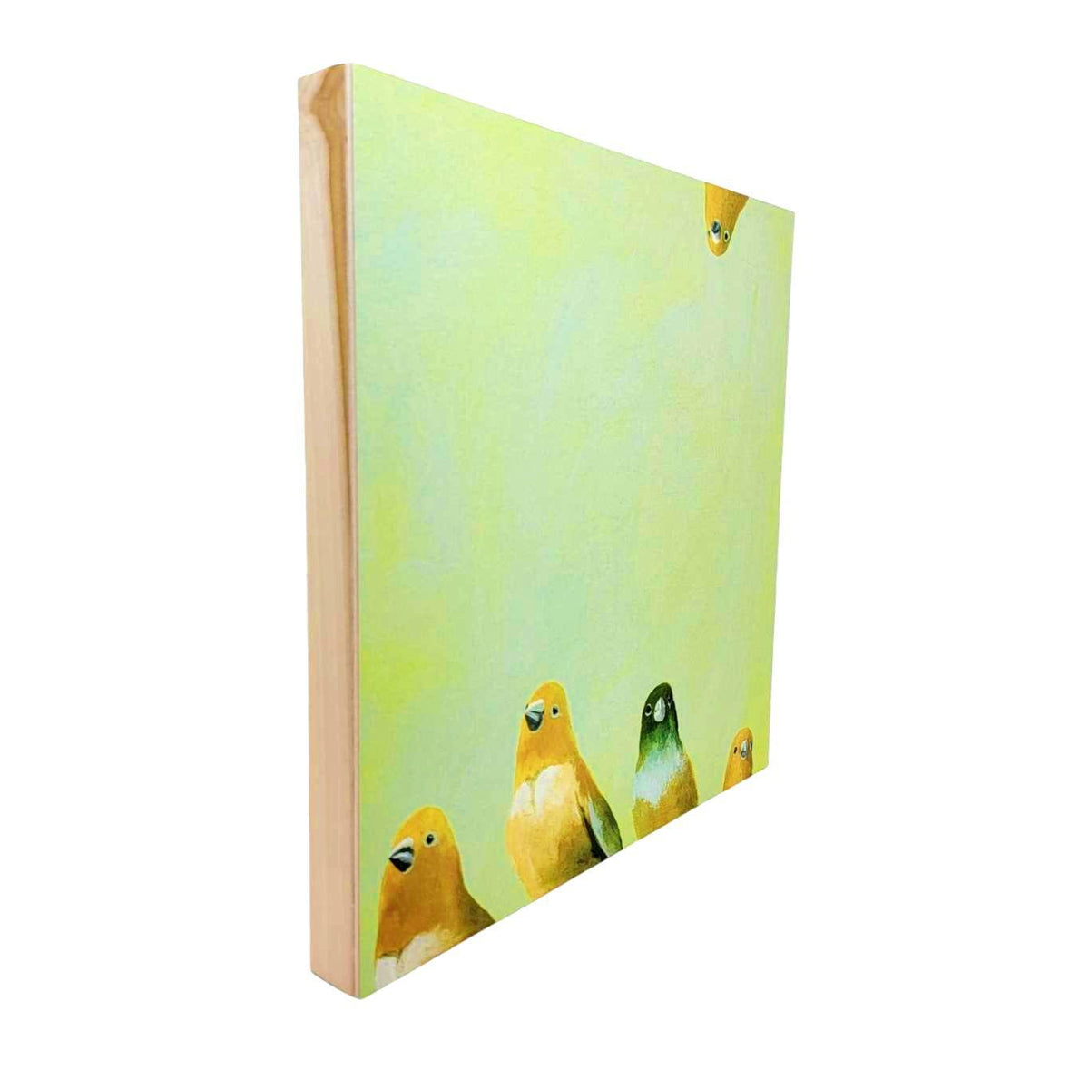 Wall Art - Finch Family on 10in x 10in Wood Panel by The Mincing Mockingbird