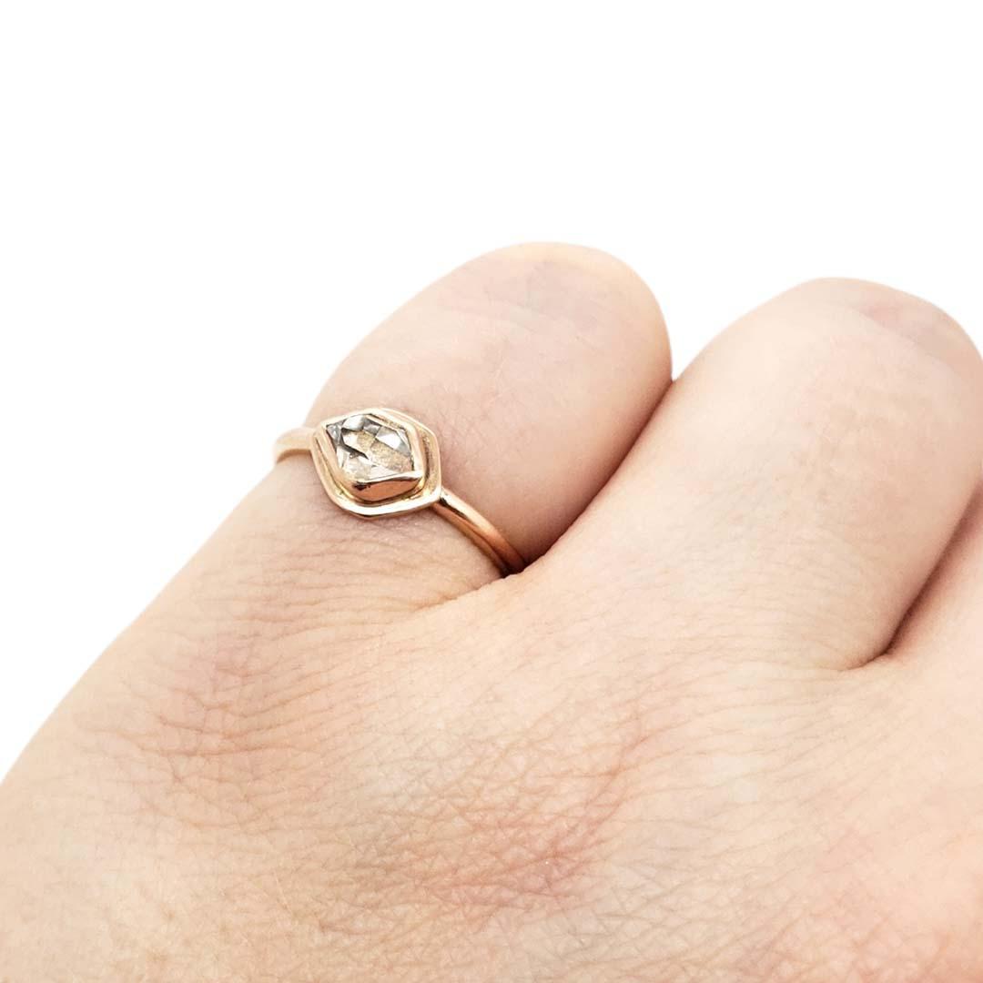Ring - Size 5 - Glacier Mini Horizontal Herkimer in 14k Rose Gold by Storica Studio
