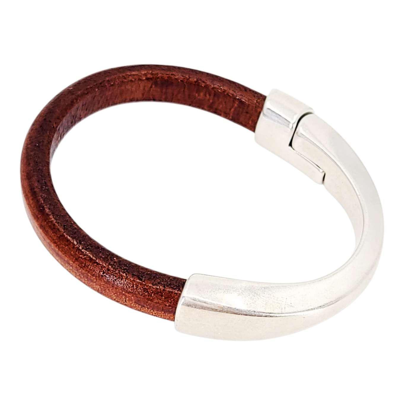 Bracelet - Tobacco Leather Breakaway (Assorted Metals) by Diana Kauffman Designs