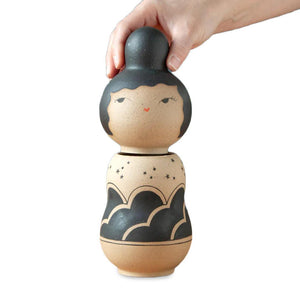 Kokeshi Jar - Dark Night (Black Clouds) by Jennifer Fujimoto