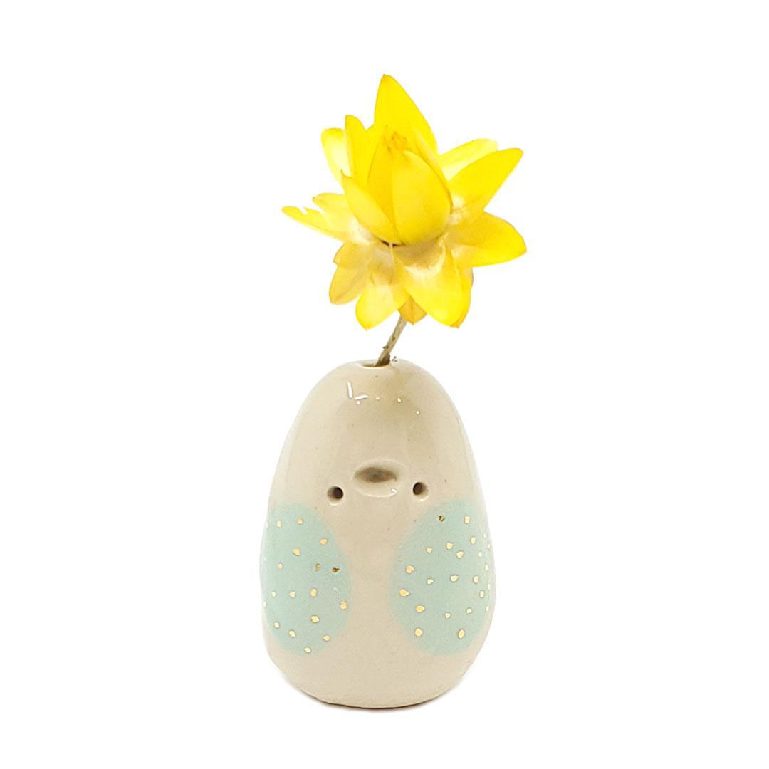 Figurine - Lucky Potato Bud Vase (Single Hole, Mint Cheeks, Tall) by The Pottery Parade