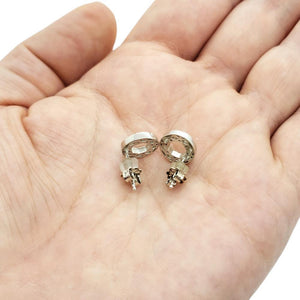 Earrings - Small Brilliant Cut Shiny Sterling Posts by La Objeteria