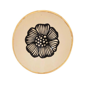 Trinket Dish - 4in Floral with 22k Gold Solid Lip (A) by Hsieh Clay SF
