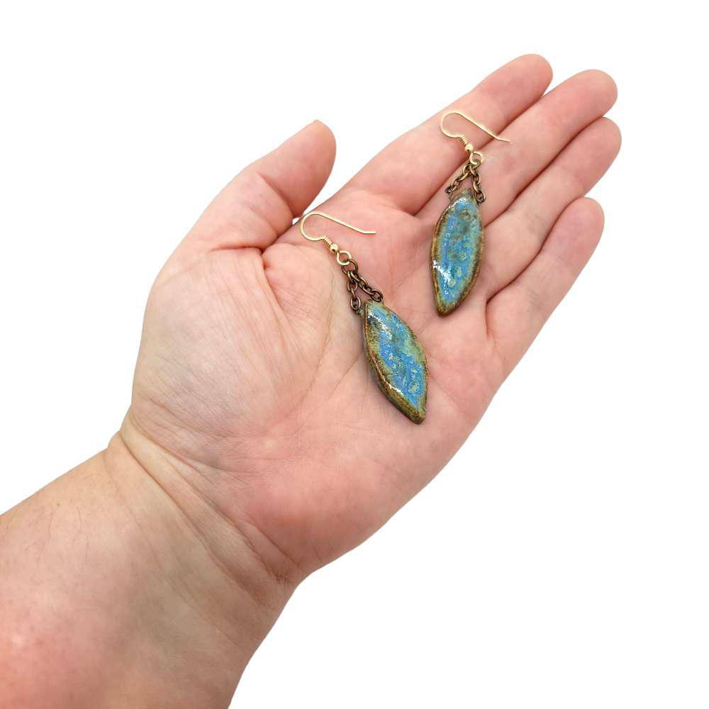 Earrings - Large Leaf Drops in Earth by Dandy Jewelry