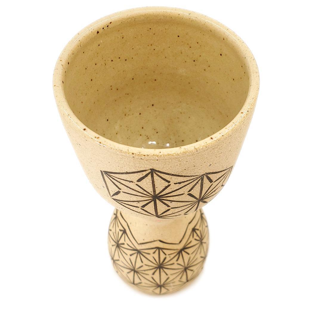Cup - Bright Eyed Party Girl Goblet (Black Asanoha) by Jennifer Fujimoto