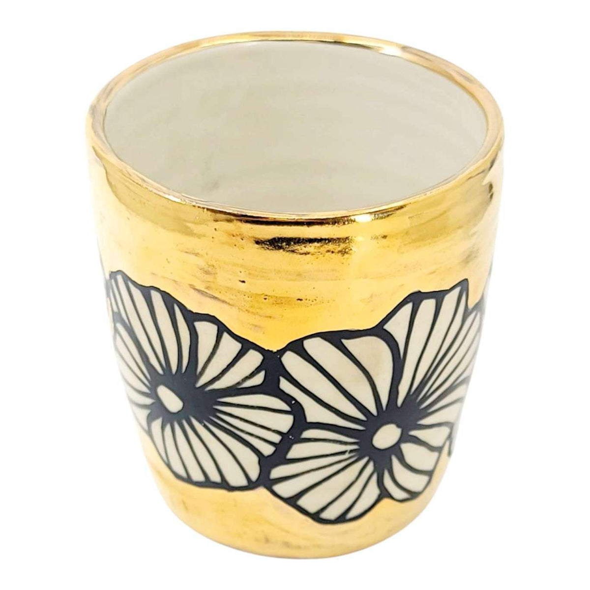 Vessel - Floral Tumbler or Vase with 22k Gold Solid Background (B) by Hsieh Clay SF