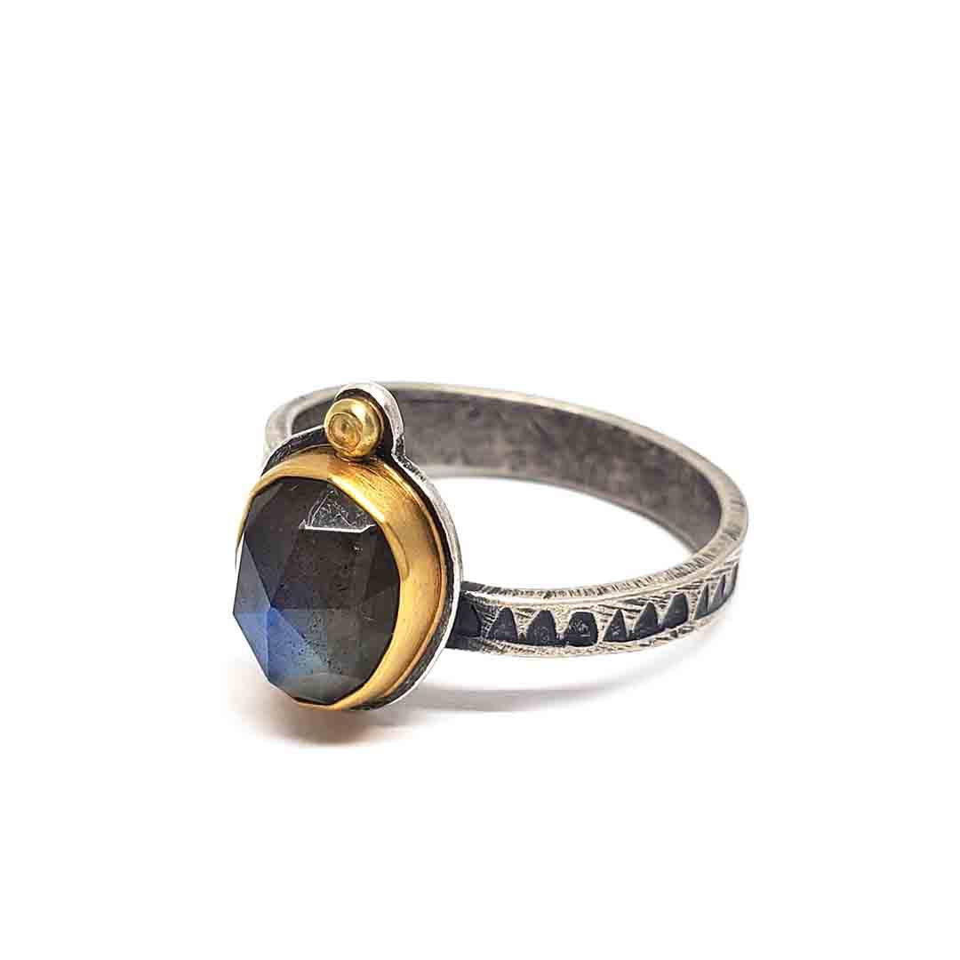 Ring - Size 9.25 - OOAK Labradorite Ring in Mixed Metals by Allison Kallaway