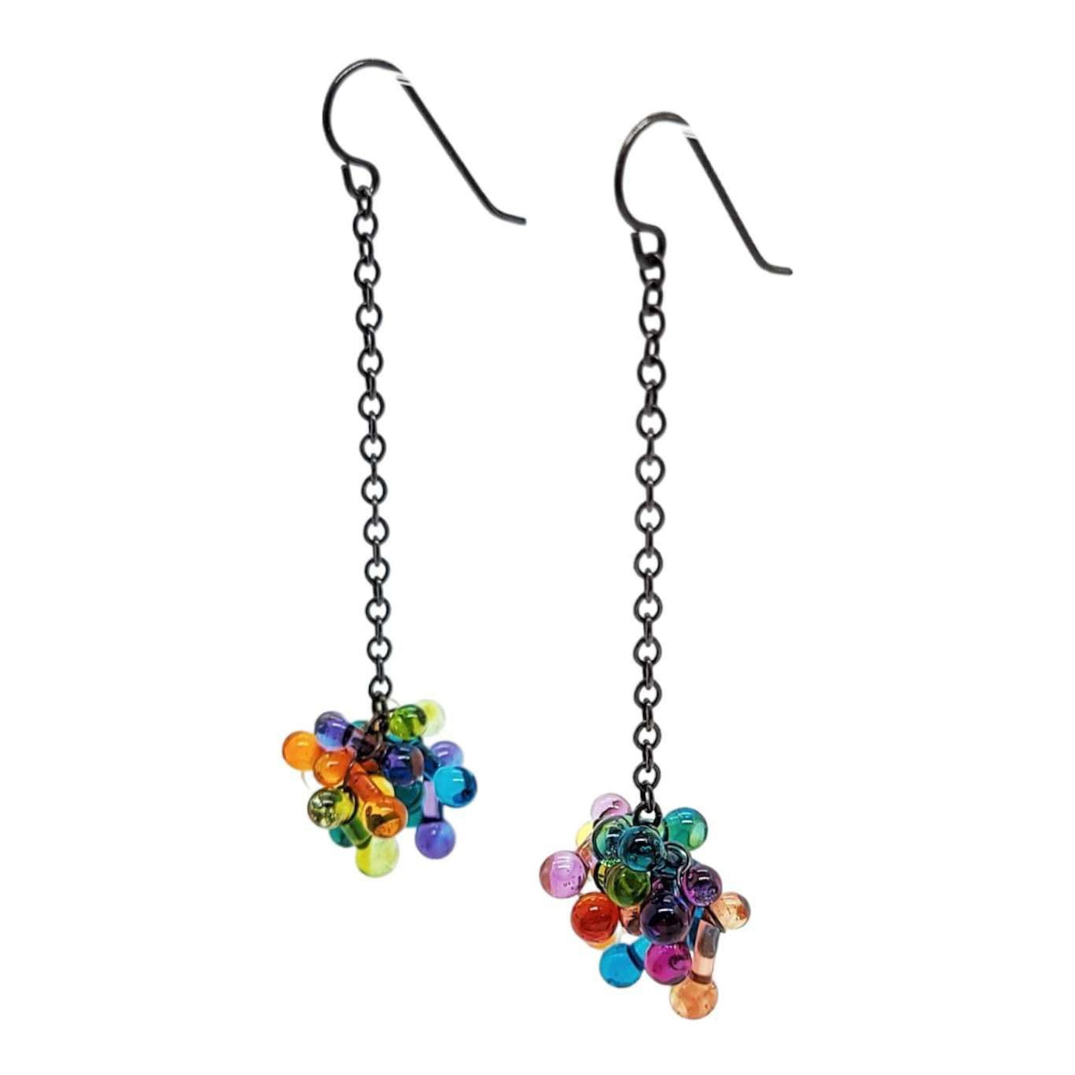 Earrings - Long Rosetti Bloom in Rainbow by Krista Bermeo Studio