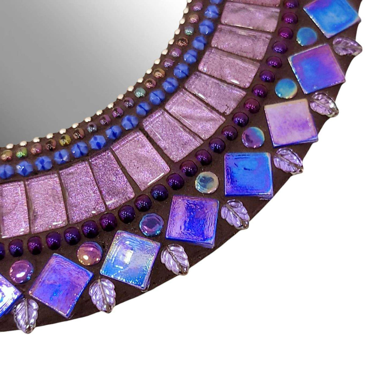 Mosaic Mirror - 10in Round (Magic Purples) by Zetamari Mosaic Artworks