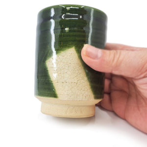 Cup - Large Green Seto-Yaki Oribe by Asemi Co.