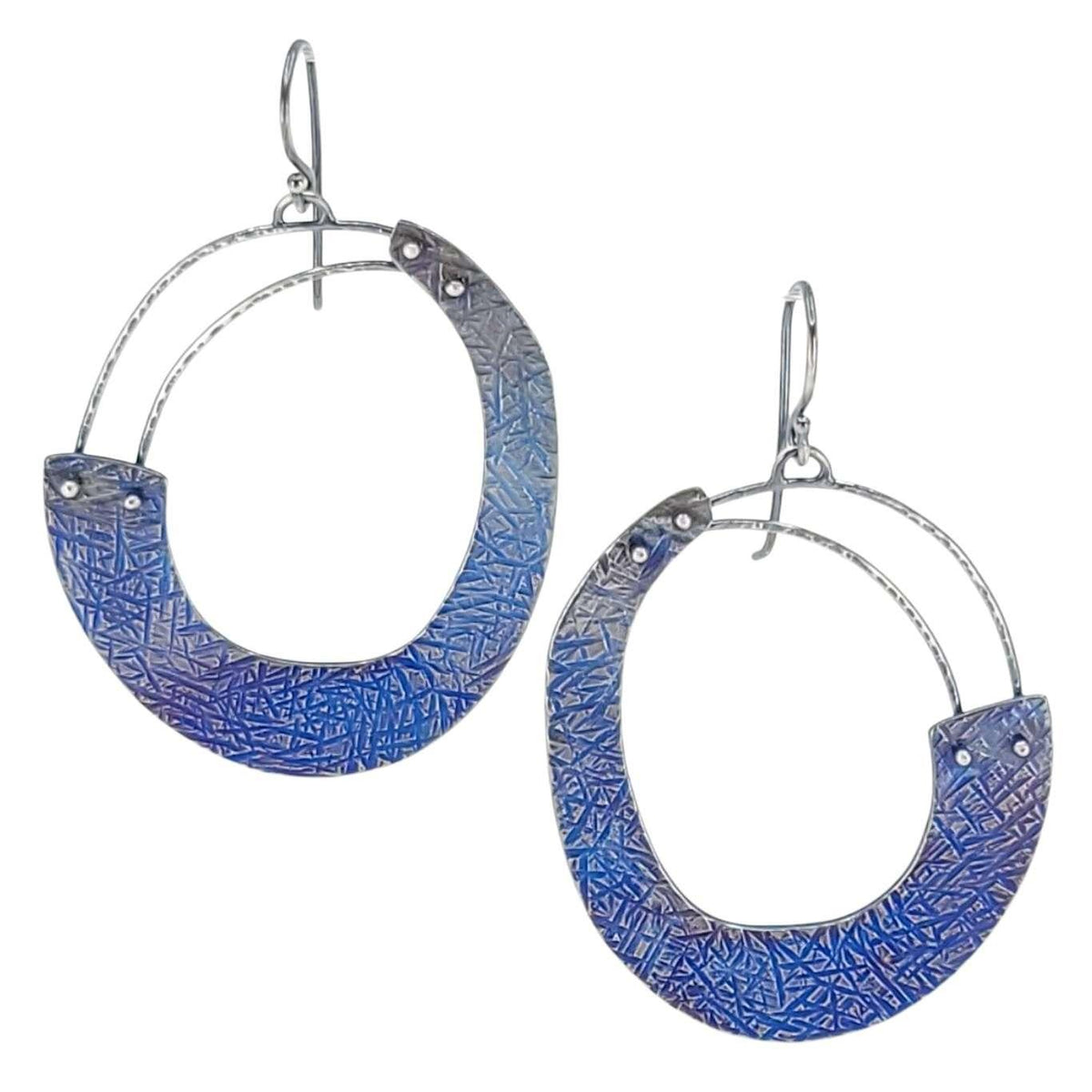 Earrings - Dangles - Large Round Rise (Titanium, Sterling Silver) by Taviametal