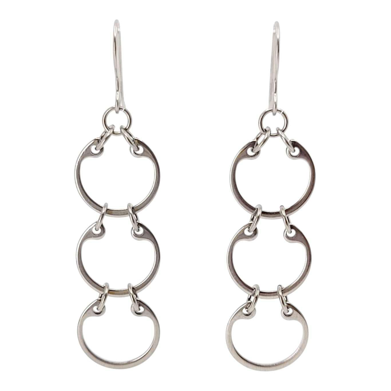 Earrings - Tripled Baseline (Stainless Steel and Titanium) by Wraptillion