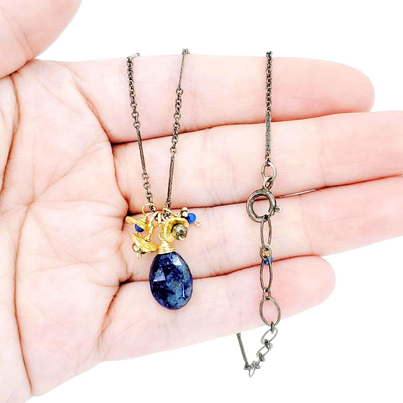 Necklace - Small Gemstone Cluster (Lapis Lazuli, Pyrite) by Calliope Jewelry