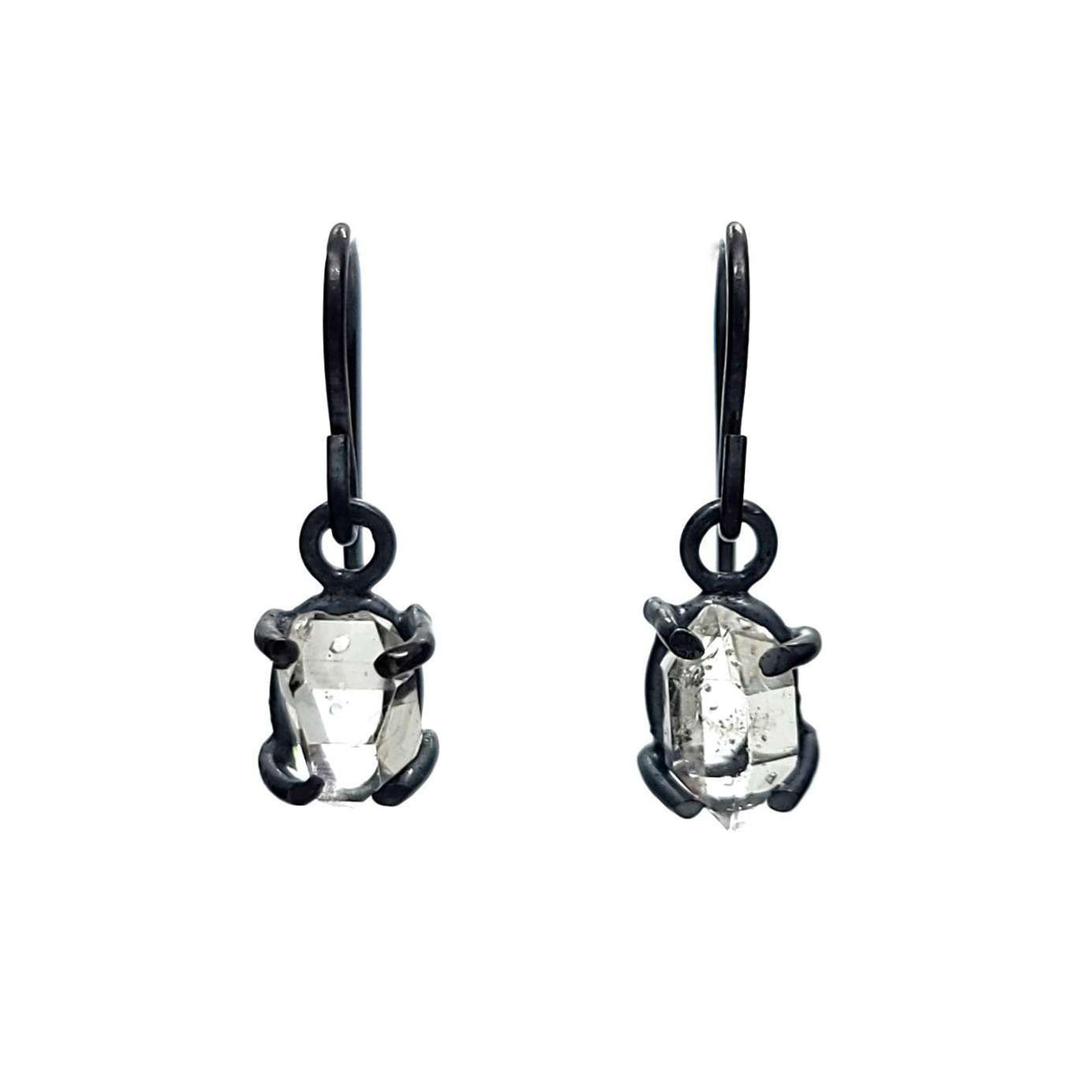 Earrings - Classic Herkimer Drops in Oxidized Sterling Silver by Storica Studio