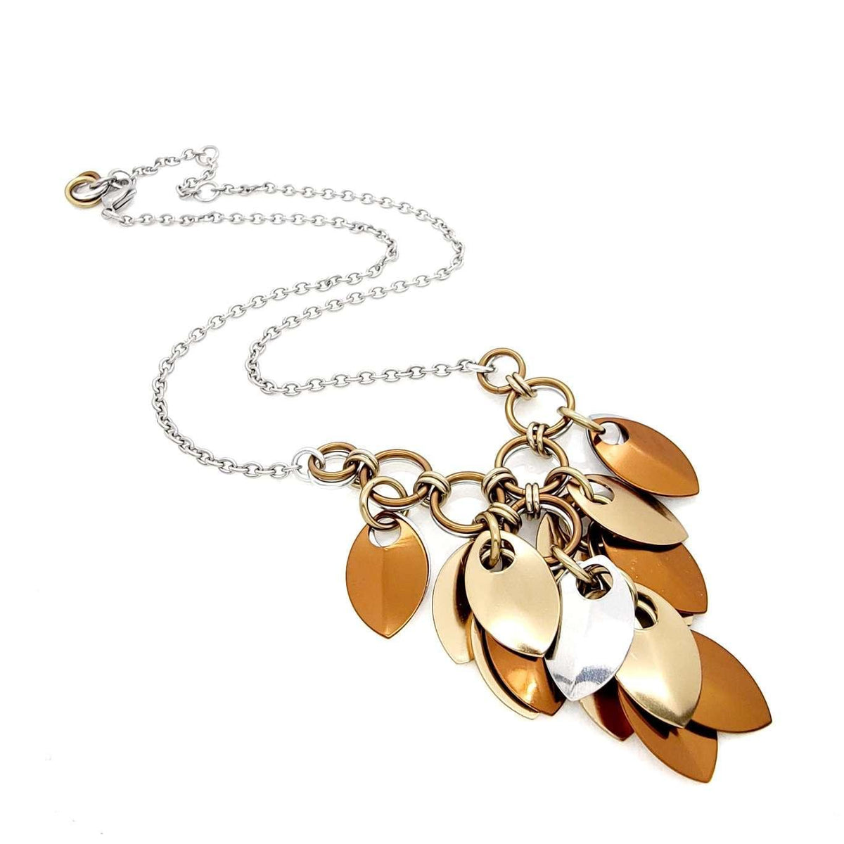 Necklace - Reversible V Feather Cascade (Shades of Brown) by Rebeca Mojica