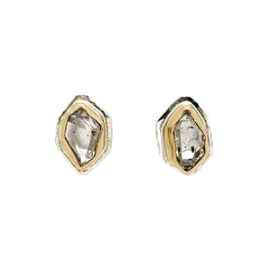 Earrings - Glacier Herkimer Studs in 22k Gold and Bright Sterling Silver by Stórica Studio