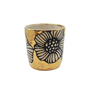 Vessel - Floral Tumbler or Vase with 22k Gold Solid Background by Hsieh Clay SF