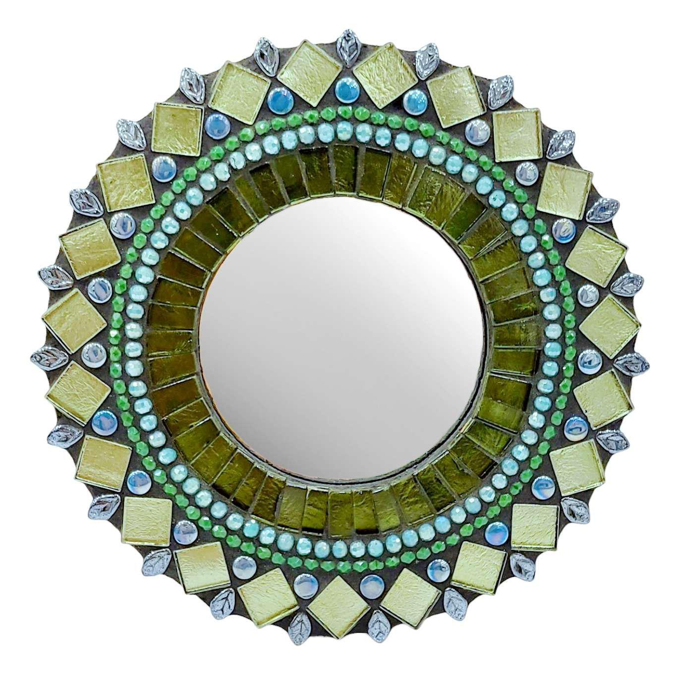 Mosaic Mirror - 7in Round (Kauai) by Zetamari Mosaic Artworks