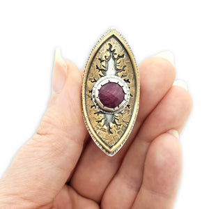 Ring - Size 9 - Tectonic Vesica Ruby by Una Barrett