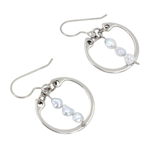 Earrings - Pearl Trio Medium Circles (Silver) by Wraptillion