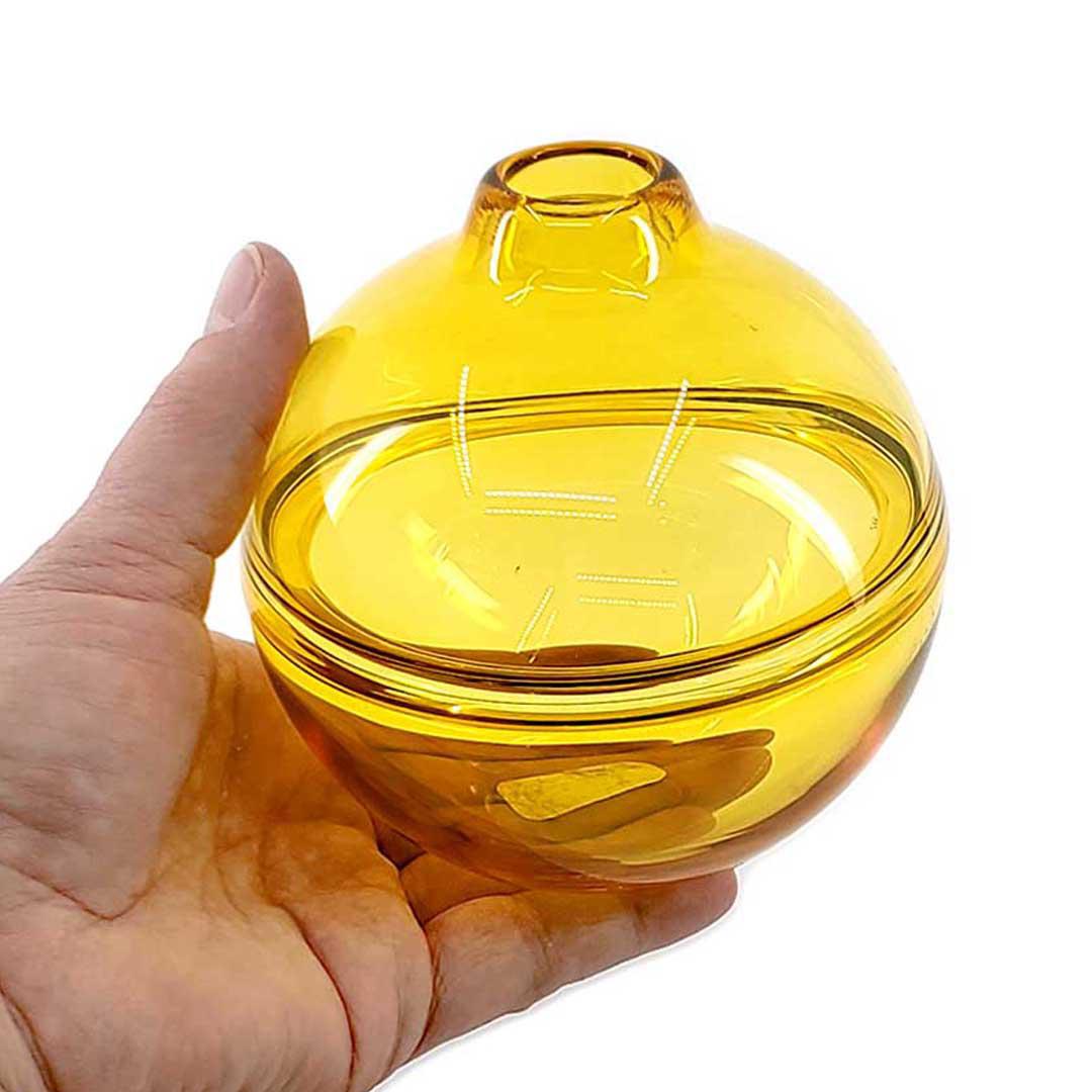 Bud Vase - Petite Round in Amber Glass by Dougherty Glassworks