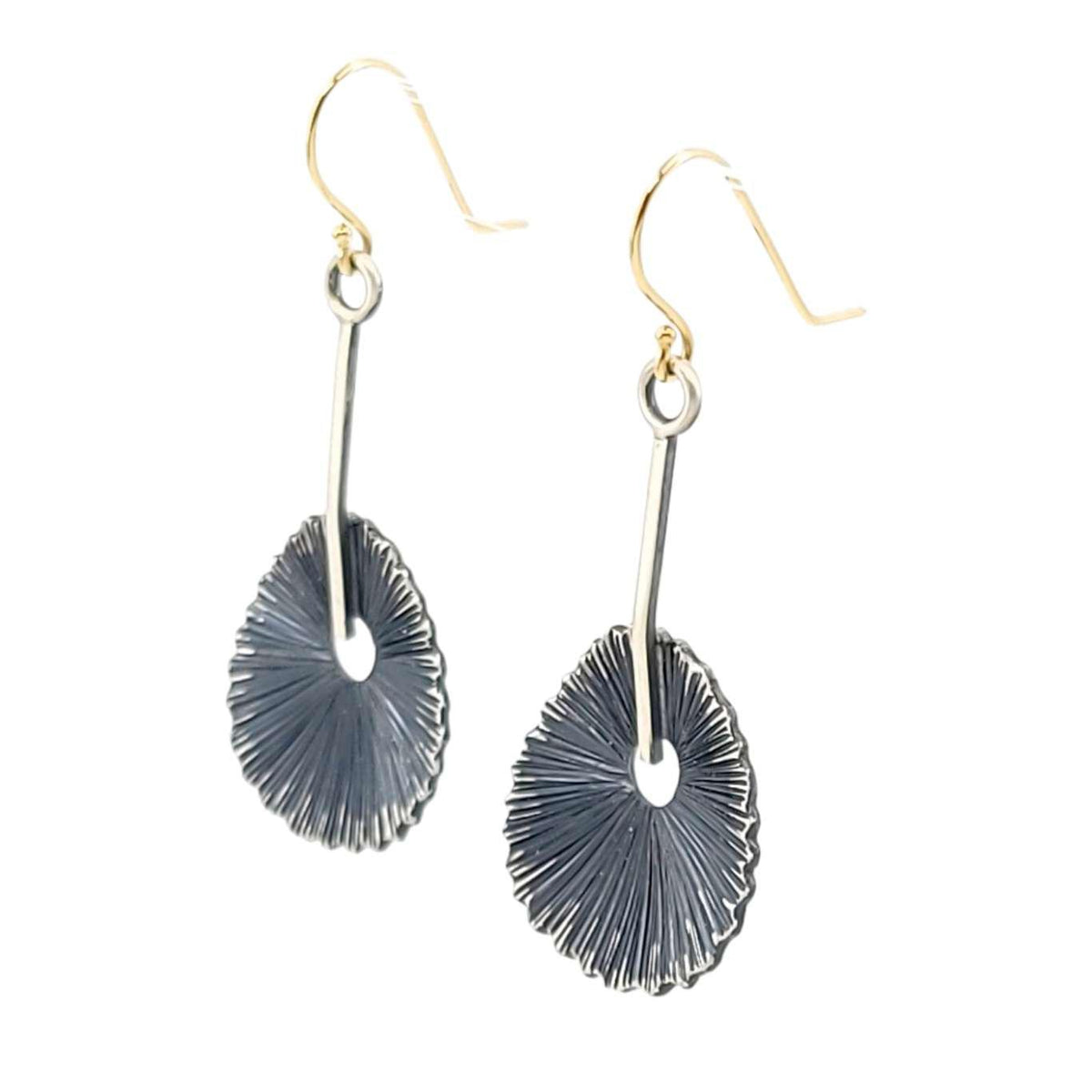 Earrings - Textured Scoop Drops in Sterling Silver and 14k Gold by Susan Mahlstedt