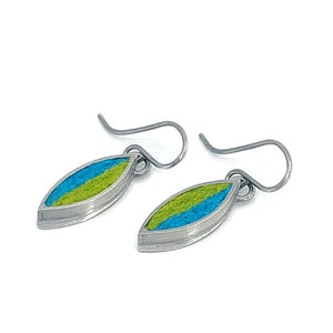 Earrings - Small Single Leaf Drops (Blue Green) by Michele A. Friedman