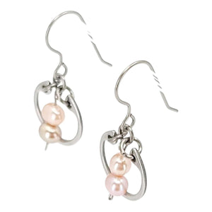 Earrings - Pearl Duo Small Circles (Pink) by Wraptillion