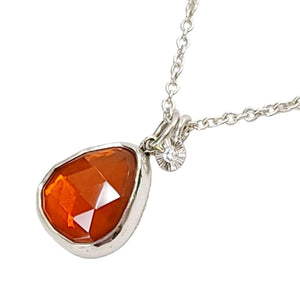 Necklace - Theia in Fire Opal and Sterling Silver with Diamond by Corey Egan