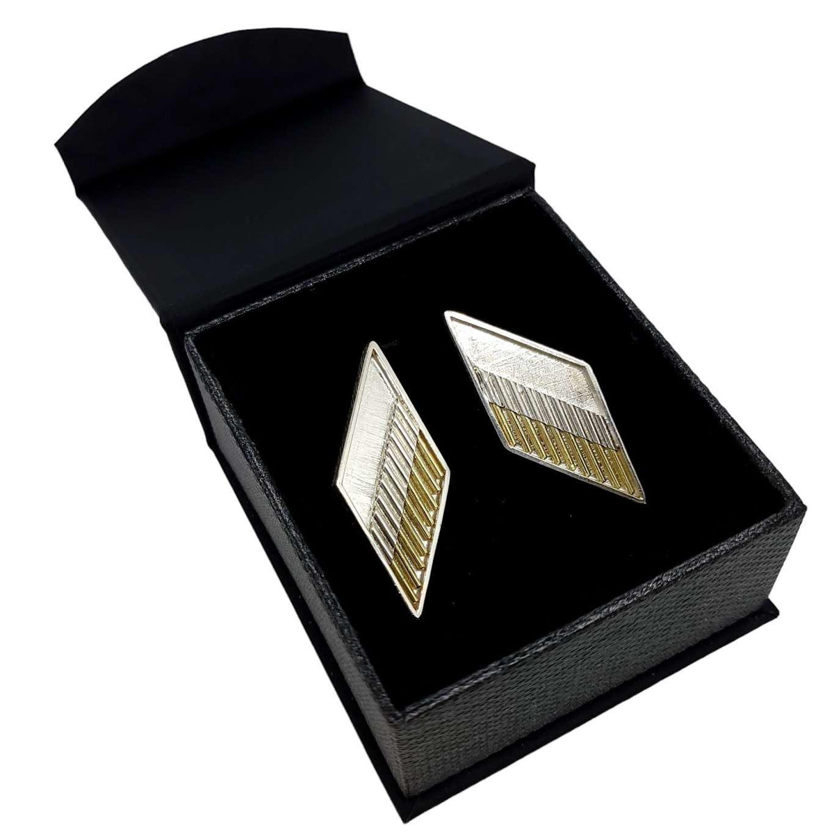 Cufflinks - Chevron in Bright Sterling Silver and 18k Yellow Gold by Dana C. Fear