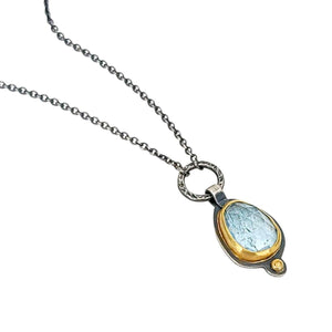 Necklace - OOAK Aquamarine Pendant in Mixed Metals by Allison Kallaway